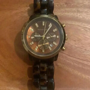 MICHAEL KORS CHRONO OVERSIZED‎ BROWN TORTOISE WATCH- retired body style